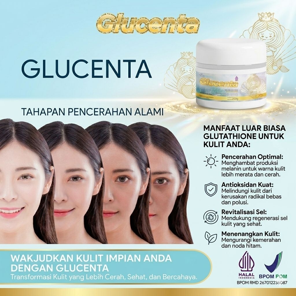 BPOM GLUTATHIONE GLUCENTA SUPPLEMENT GLUTATHIONE HALAL RI (40HARI)