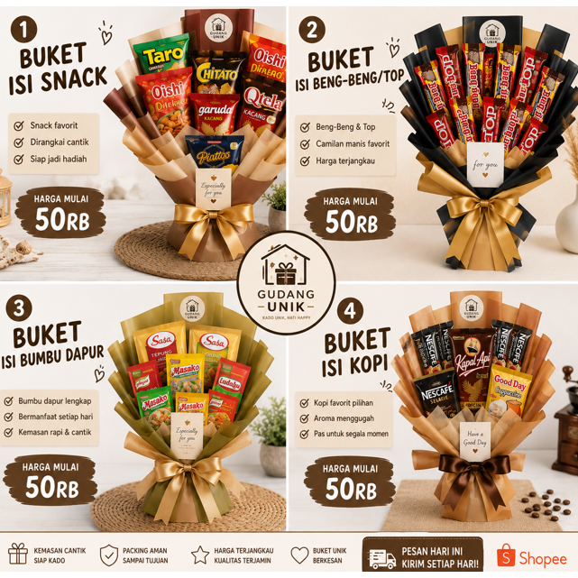 Buket Coklat Buket Kopi Buket Snack Bouquet Premium