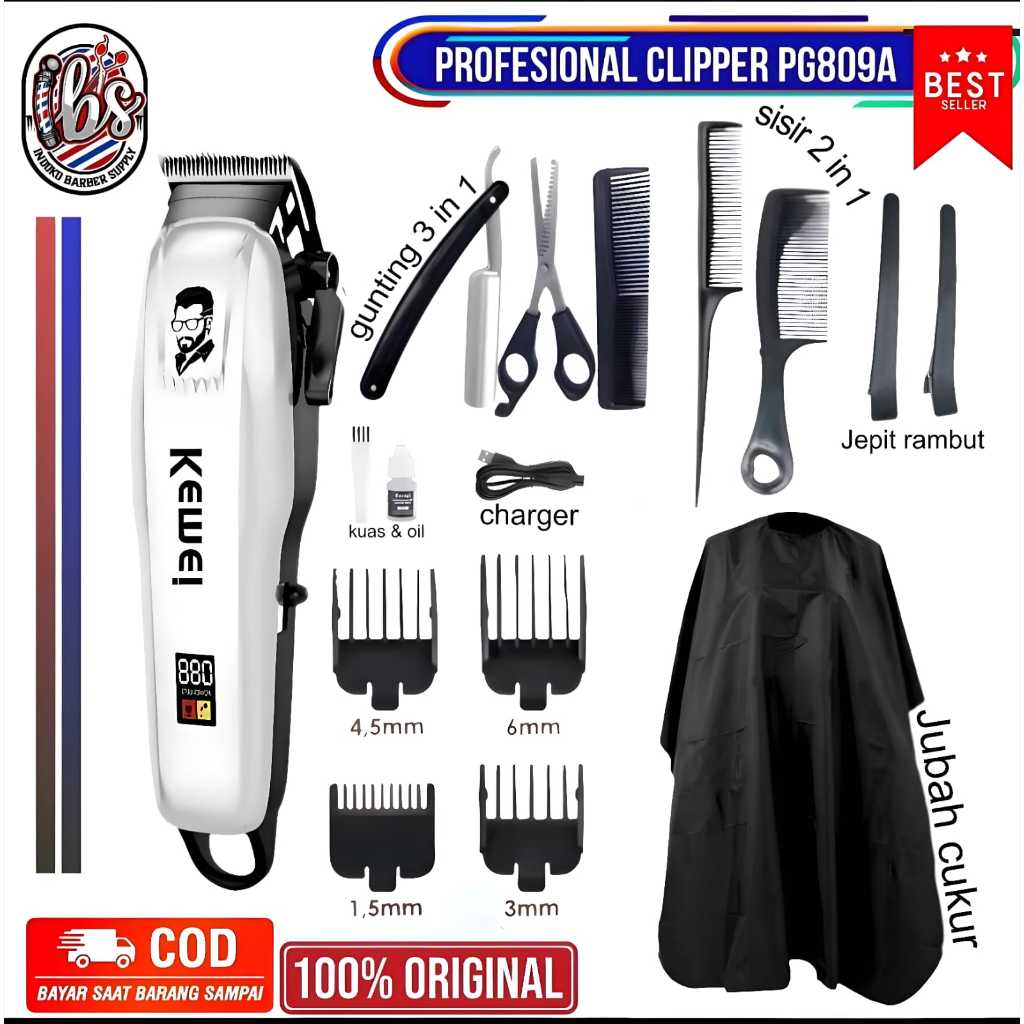 Alat Mesin Cukur Rambut Elektrik Cas Kemei Original Alat Pangkas Potong Rambut Hair Clipper