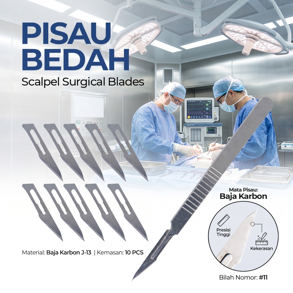 Pisau Bedah No.11 Gagang Dan Mata Pisau 10pcs / Pisau Operasi / Pisau Bedah / Pisau Ukir / Scaple Bi
