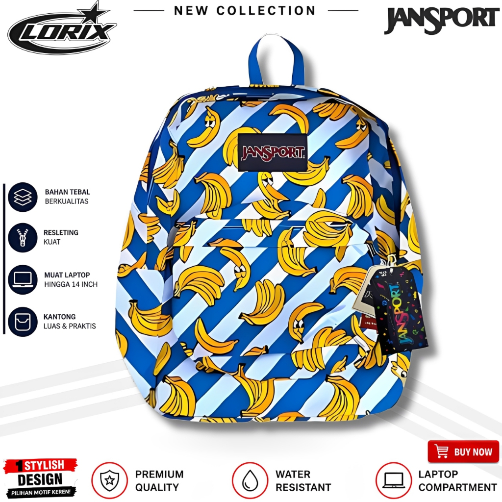 [REALPICT] - TAS RANSEL JANSPORT BANANA BACKPACK SCHOOL SUPERBREAK - TAS RANSEL JANSPORT FULL TAG EM