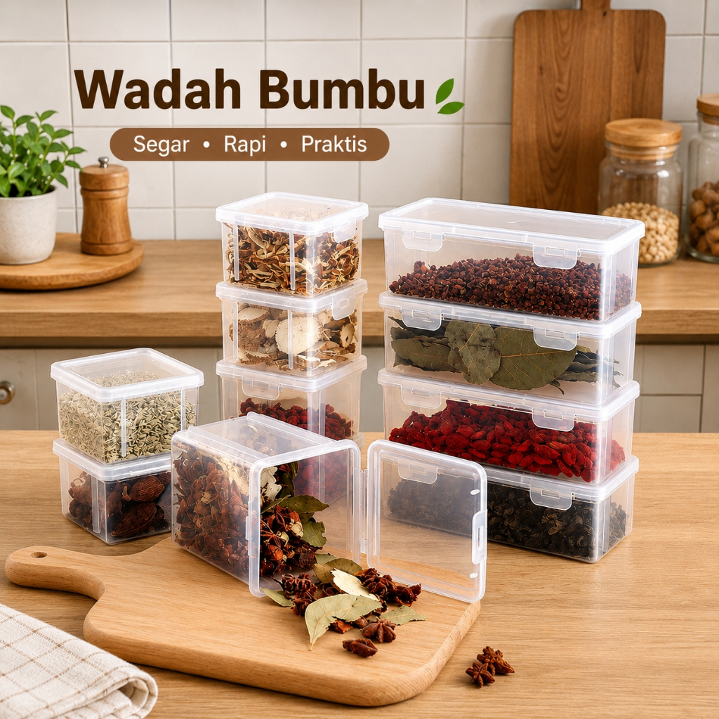 (CLASHOP)Toples bumbu dapur / box bumbu dapur / toples serbaguna bening / kontainer makanan
