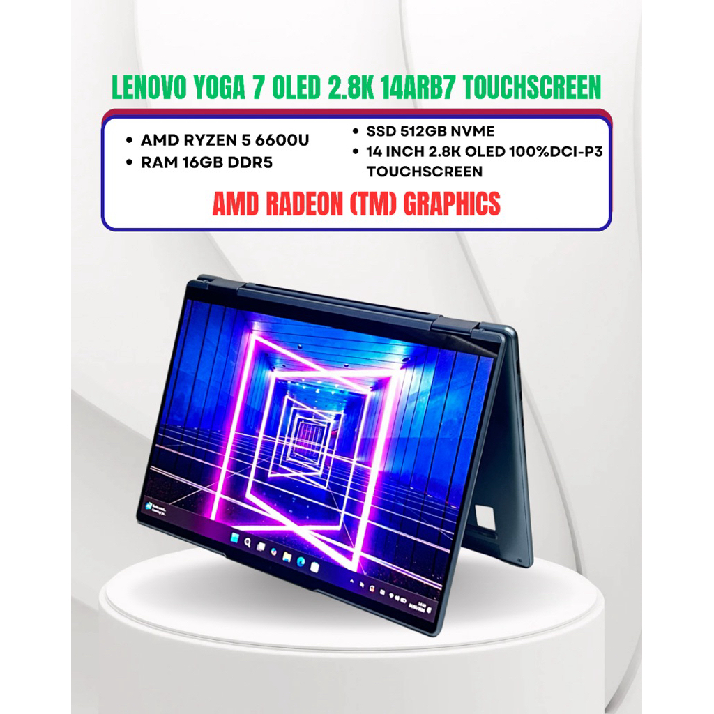 LENOVO YOGA 7 OLED 14ARB7 AMD RYZEN 5 6600U RAM 16GB SSD 512GB 14inci 2.8K OLED FULLSET