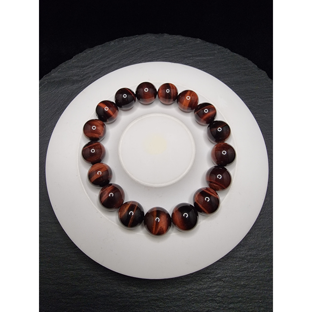 Gelang Batu Red Tiger Eye Petir Super 12mm Stone Crystal Full Natural C2019
