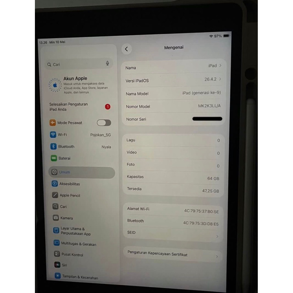 Ipad gen 9 64gb second