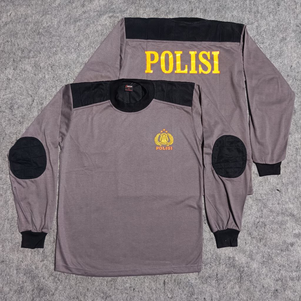 Kaos Polisi Coklat Lengan Panjang Bantalan / Kaos Coklat Polisi Panjang / Kaos Polisi