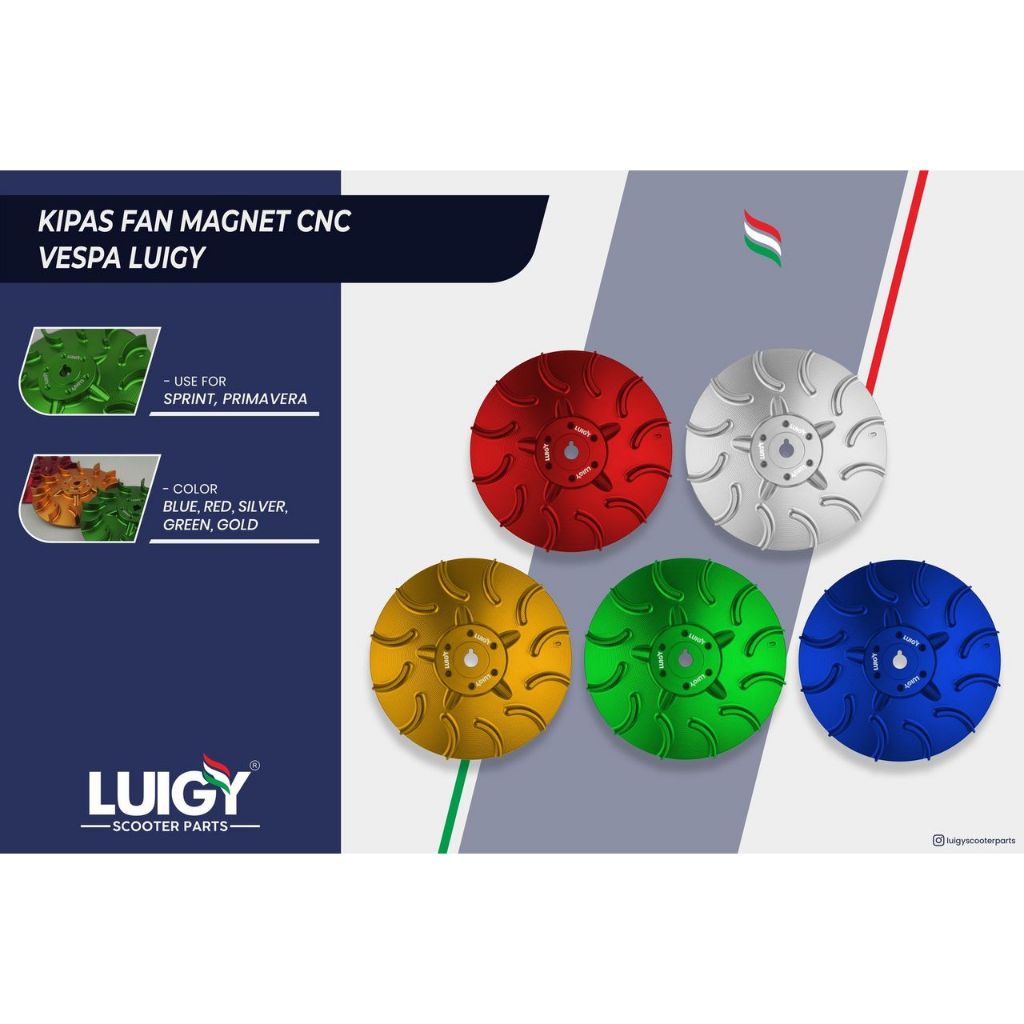 Kipas Fan Magnet CNC Vespa Luigy Cover Magnet Vespa Sprint Primavera CNC Racing