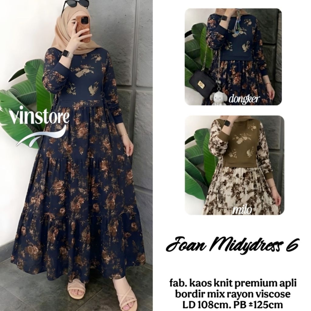 joan dress knit mix rayon by vin knit dress import dress motif bunga dress korean style midi dress h