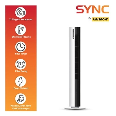 Krisbow Sync Smart Kipas Angin Berdiri Wi-Fi DC Motor - Putih/Hitam