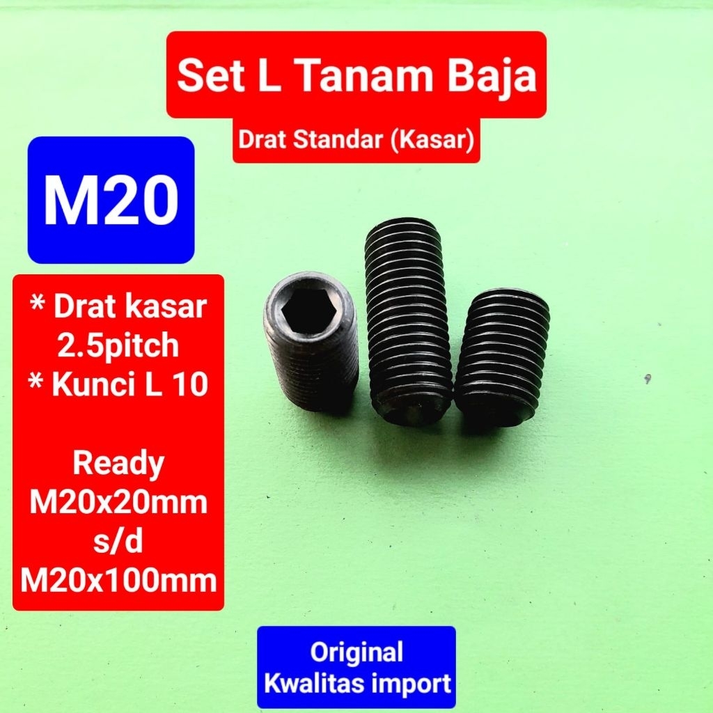 Baut set L tanam baja M20 | baut tanam baja M20 | baut set soket L tanam baja M20 | baut tanam kunci