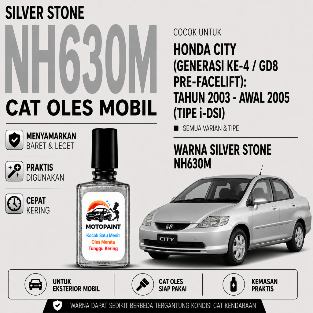 Motopaint Silver Stone Metallic NH630M Cat Oles Penghilang Baret Mobil Honda City Warna Silver Metal