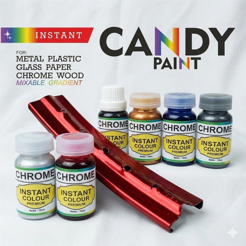 Cat Velg Merah Candy Chrome Paint Instan 10ml - Pewarna Logam, Motor, Kendaraan, Besi, Alumunium, St