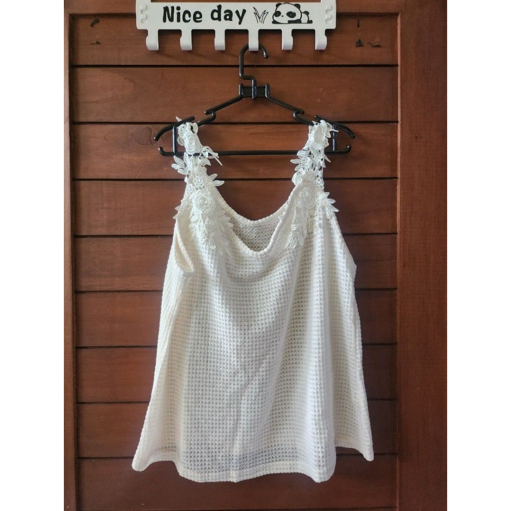 SHEIN Tanktop Lace Big Size Plus Size Jumbo White 0XL