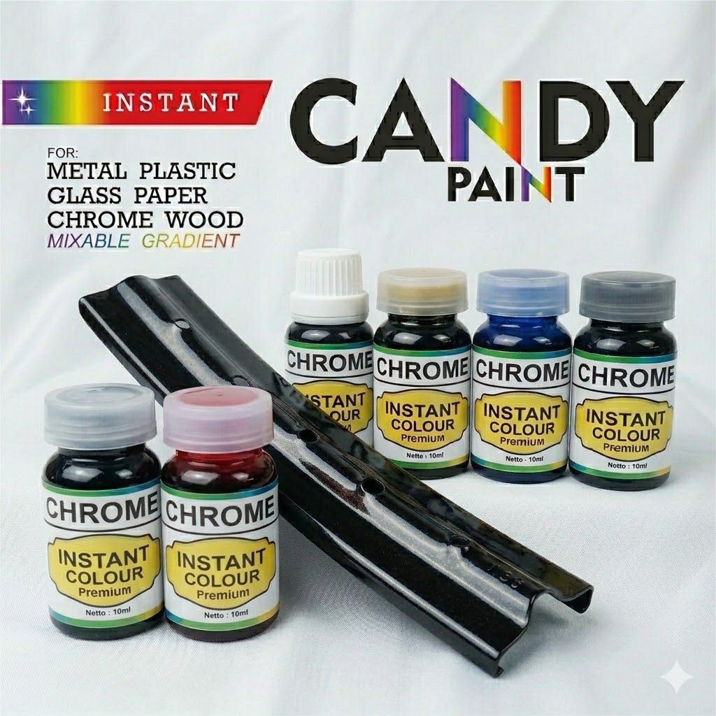 Cat Velg Hitam Candy Chrome Paint Instan 10ml - Pewarna Logam Motor, Kendaraan, Besi, Alumunium, Sta
