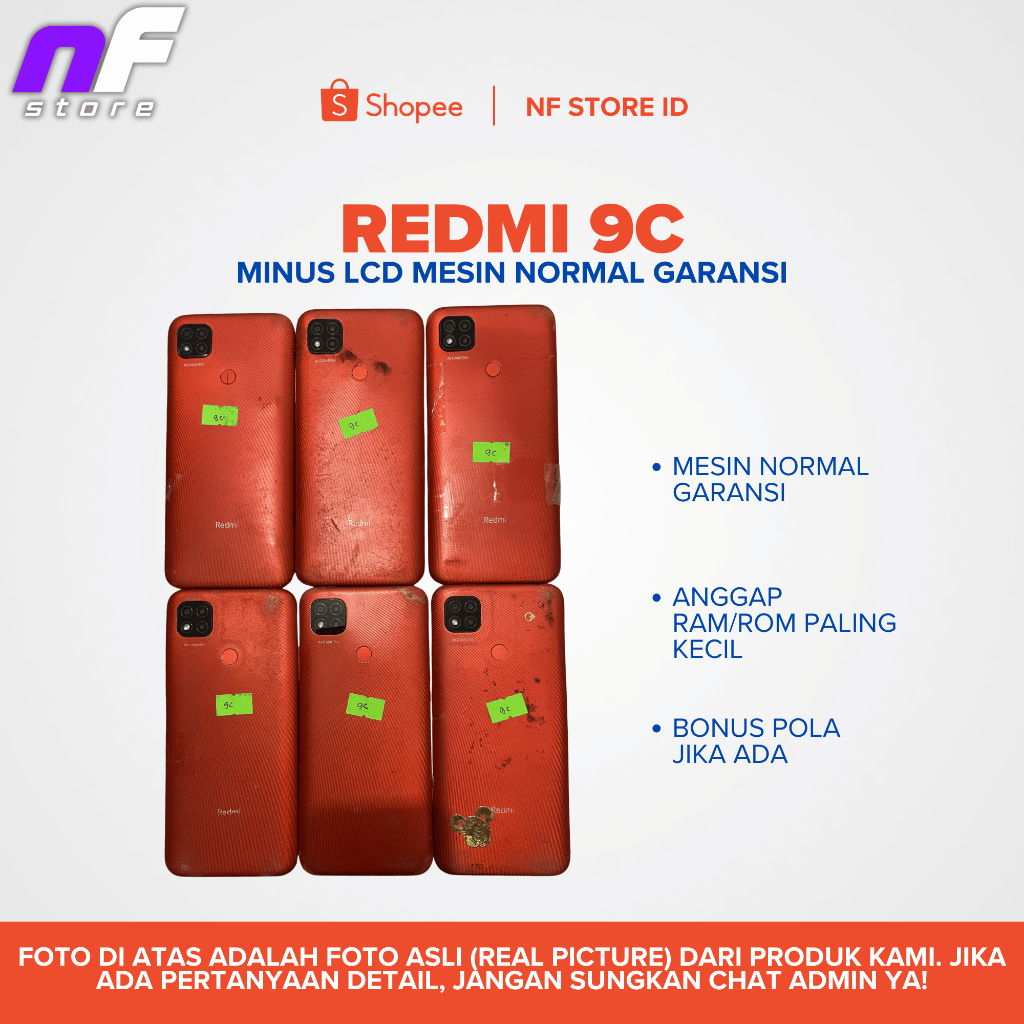 XIAOMI REDMI 9C minus lcd, mesin normal garansi