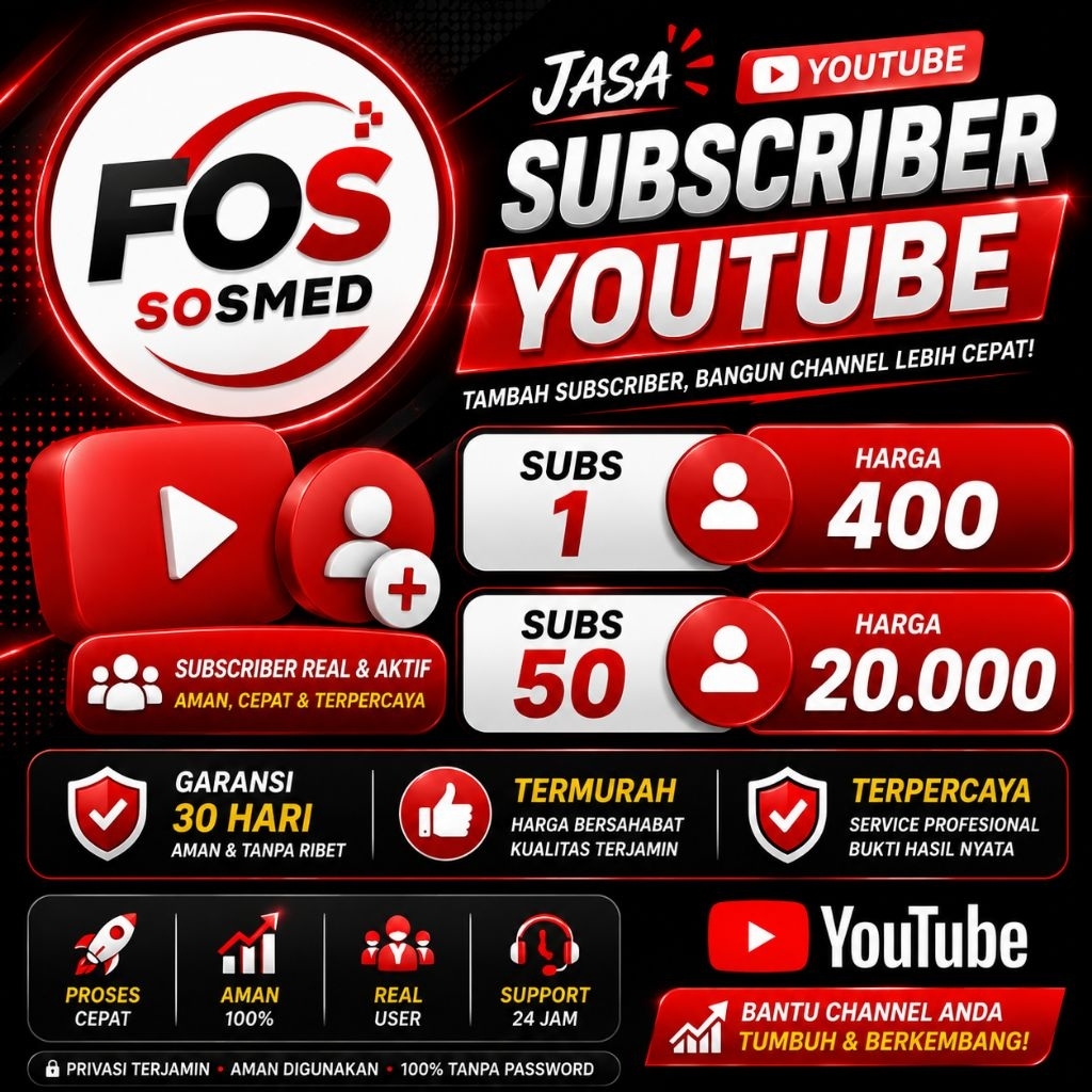 FOS SOSMED | Jasa Subscriber YouTube Murah Bergaransi | Subscriber YouTube Real & Aman