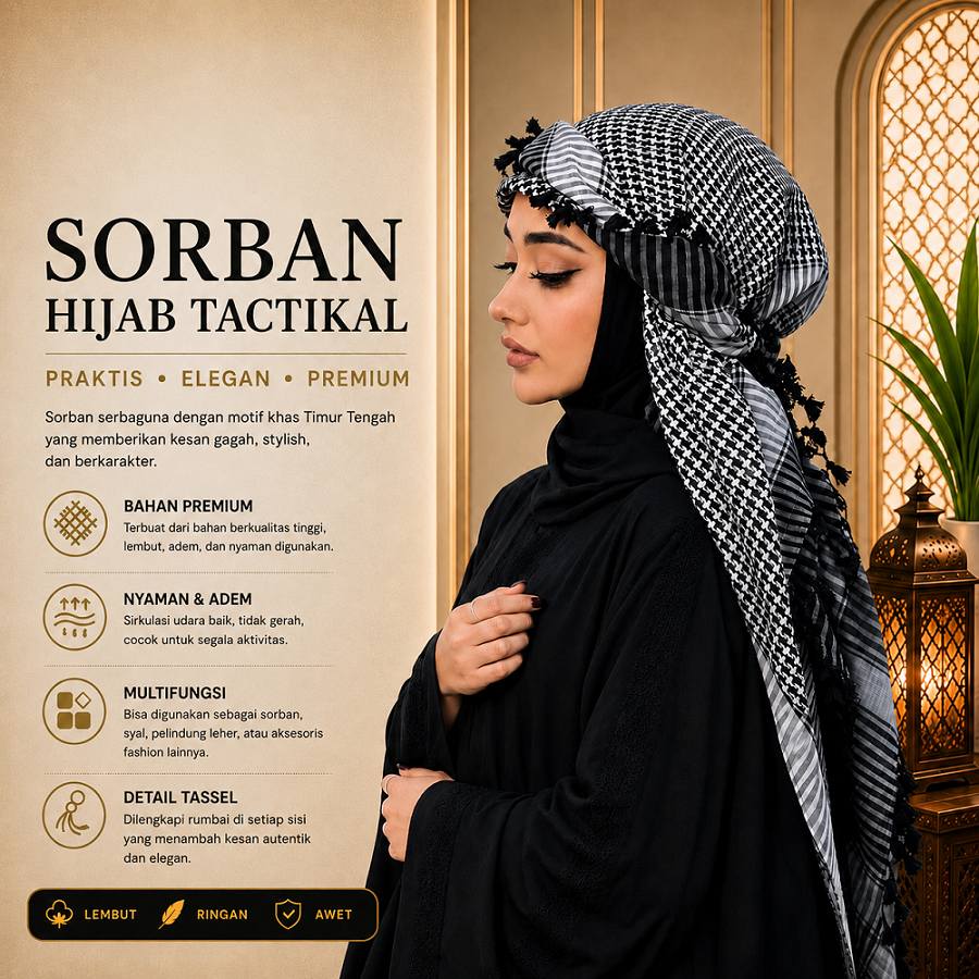 Sorban Hijab Wanita Terbaru Free Palestine Sorban Arab Berkualitas
