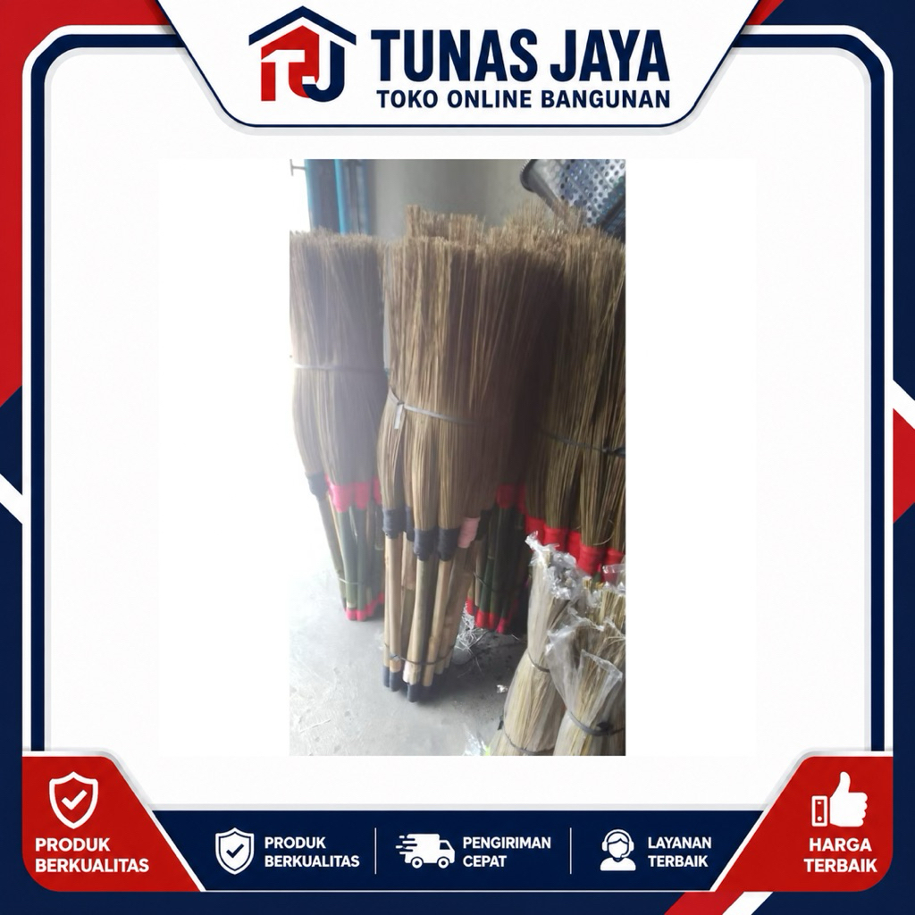 sapu lidi taman gagang bambu tebal murah / sapu lidi gagang panjang