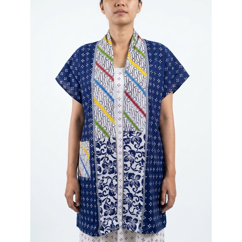 Outer Rompi Batik Lengan Pendek Wanita Modern Bahan Katun Halus Solo