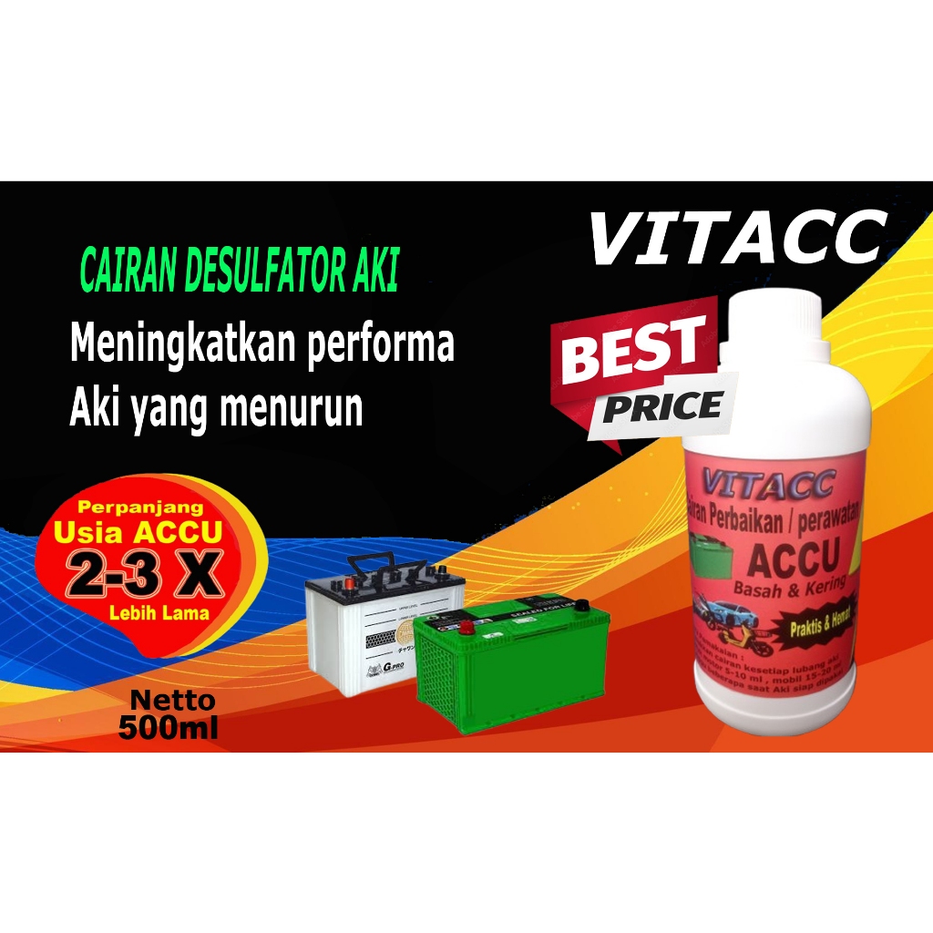 Vitamin Aki Kering dan Basah Cairan Desulfator Aki Air Aki Kering  500ml