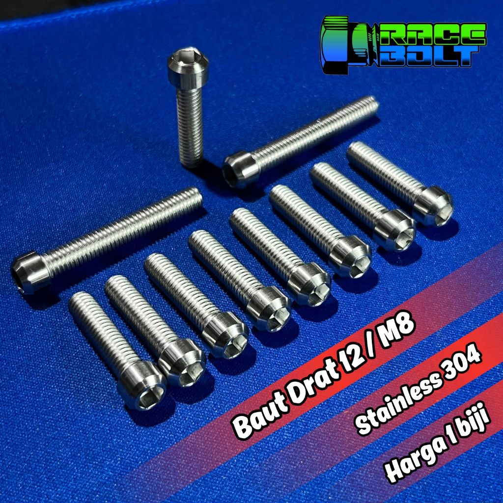 Baut Drat 12 Baut M8 L Stainless sus 304 custom model titanium polos anti karat