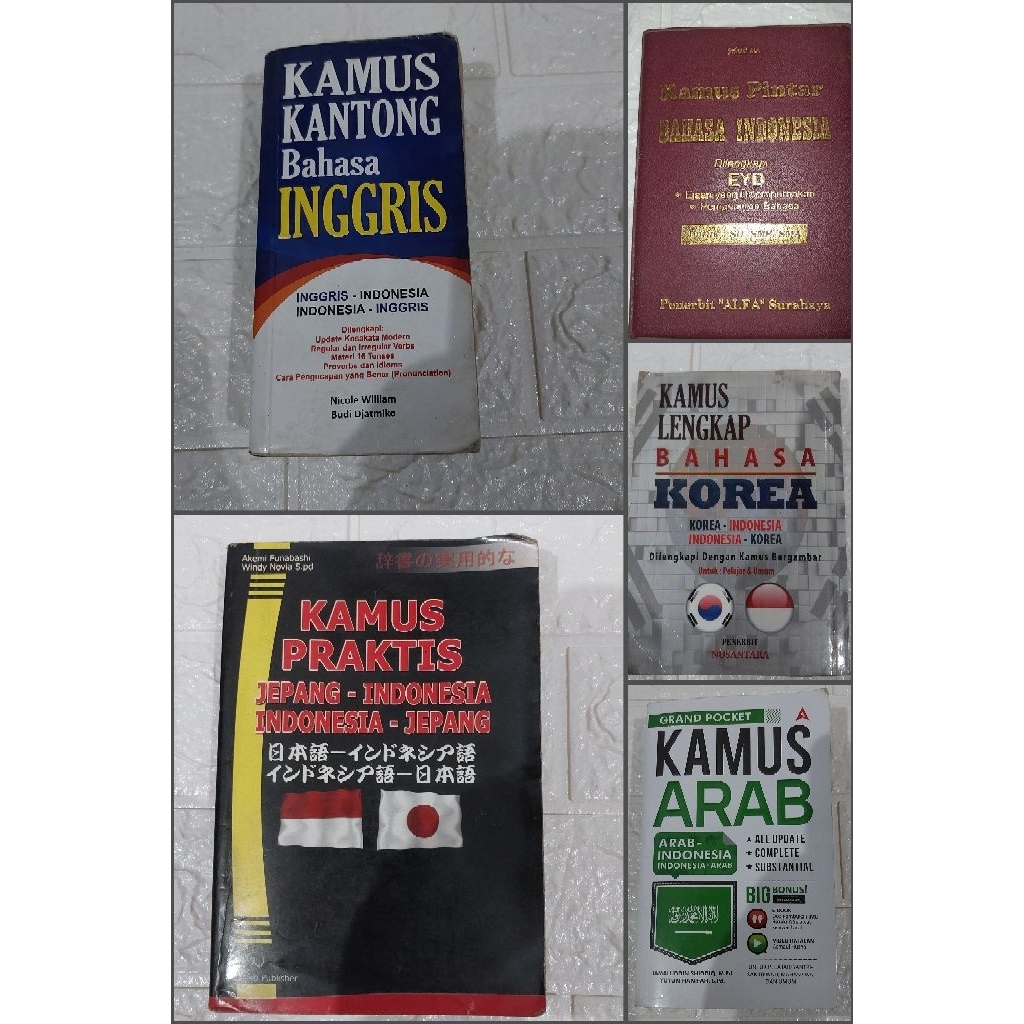 Kamus Bahasa Inggris Arab Jepang Indonesia Bekas / Preloved
