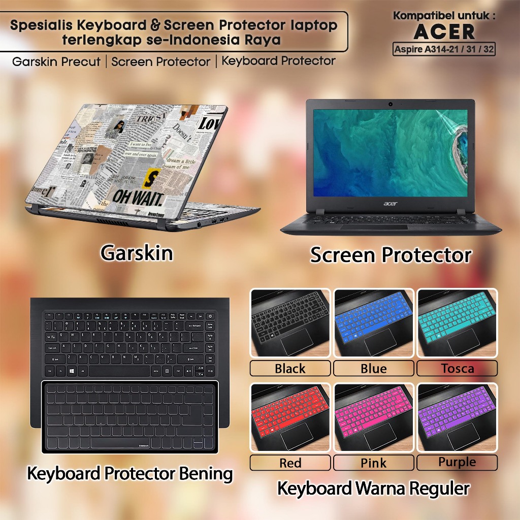 Screen Protector Anti Gores Cover Garskin Laptop Precut Custom Fit Kompatibel untuk Acer Aspire 3 A3