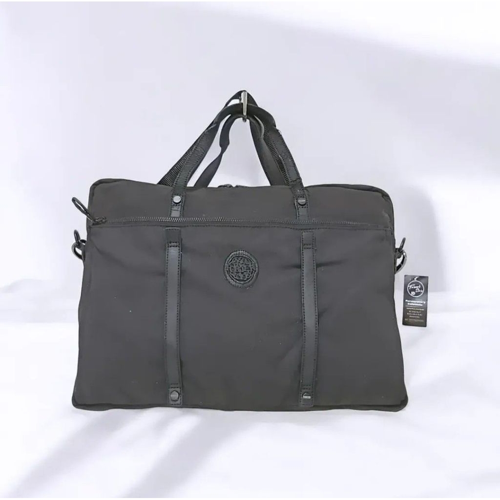 Porter International New Logo Waxed Canvas Fullblack Briefcase / Messenger Bag Original