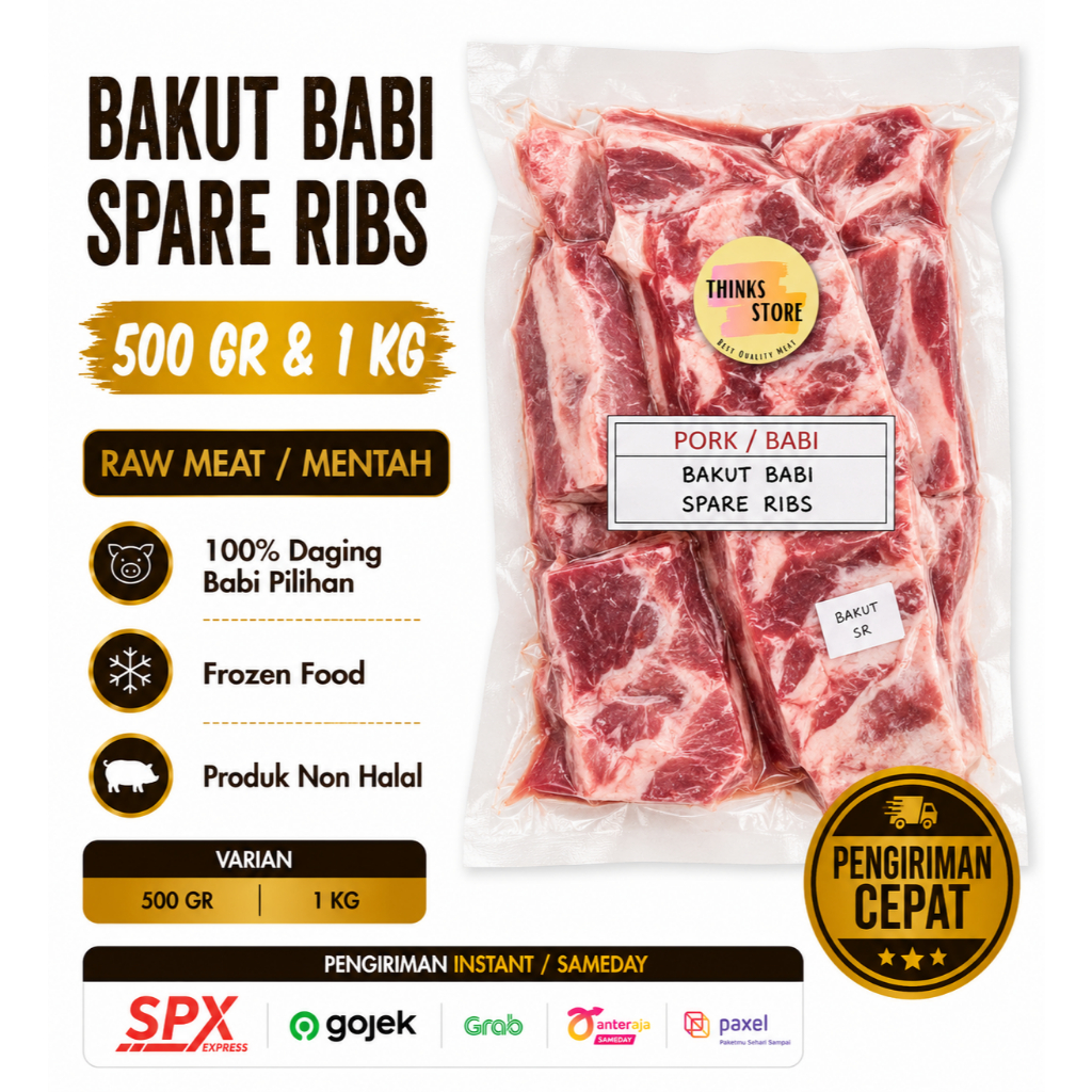 IGA BABI BAKUT Potong - Murni - Spare Rib Cut