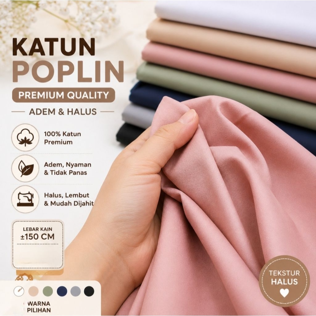 KAIN KATUN POPLIN KUALITAS PREMIUM 40s