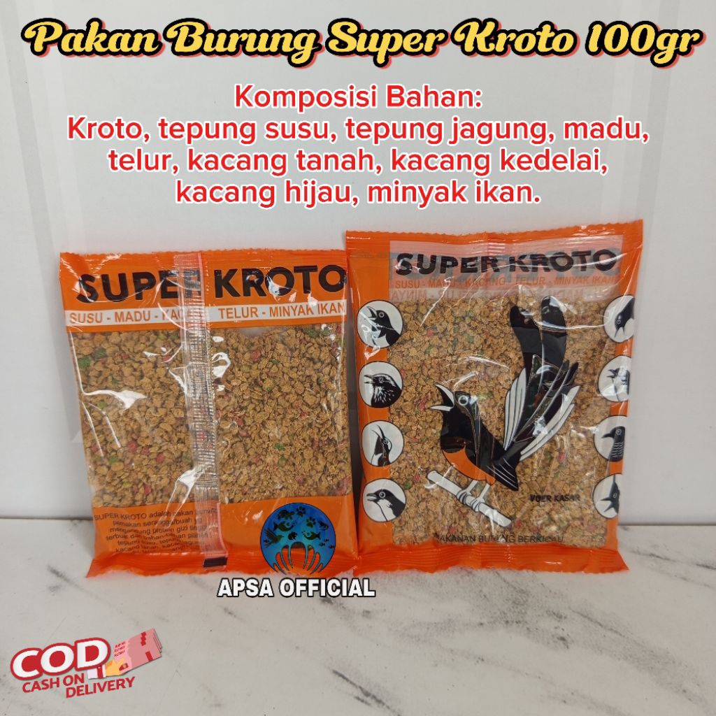 Super Kroto Voer Kasar Anti Stress 100gr Pakan Burung Murai Batu Kacer Kapas Tembak Cucak Jenggot Cu