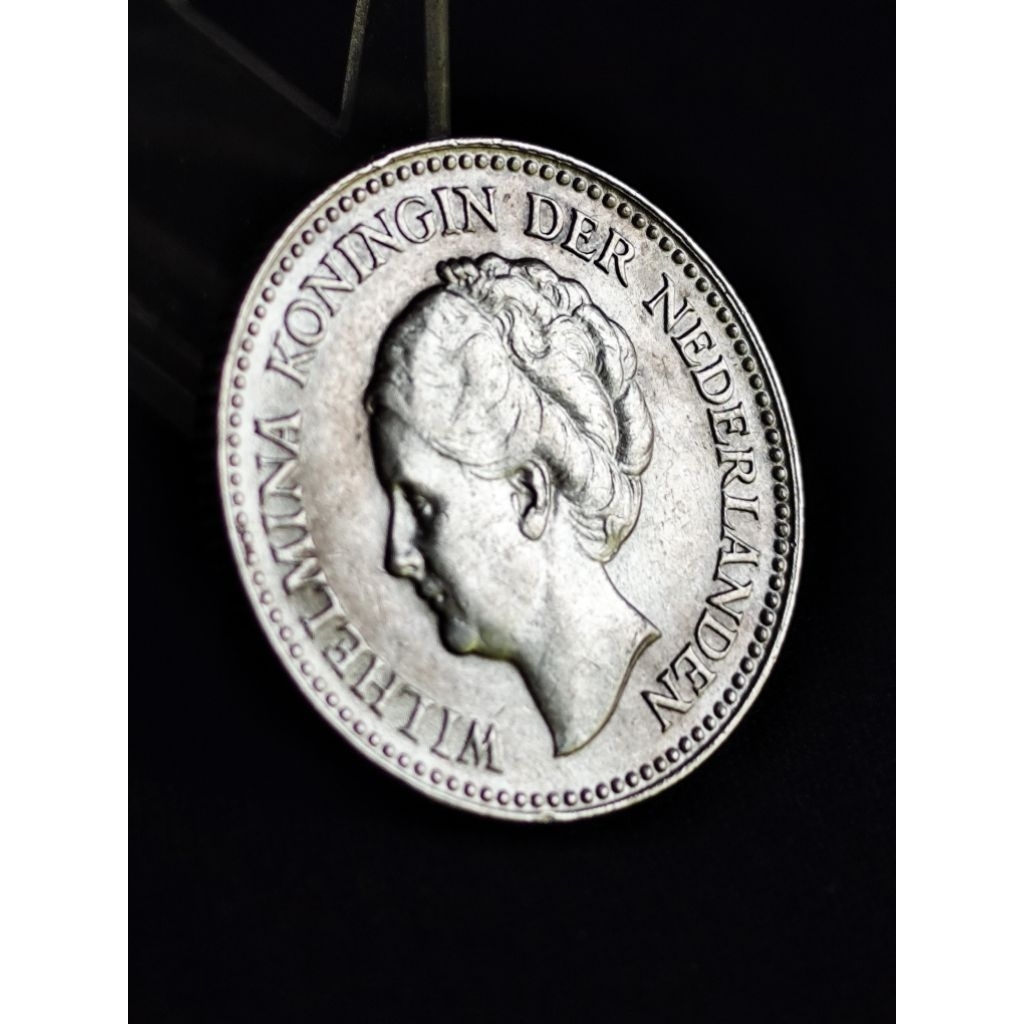 koin perak kuno asli wilhelmina 1/2 gulden 1930