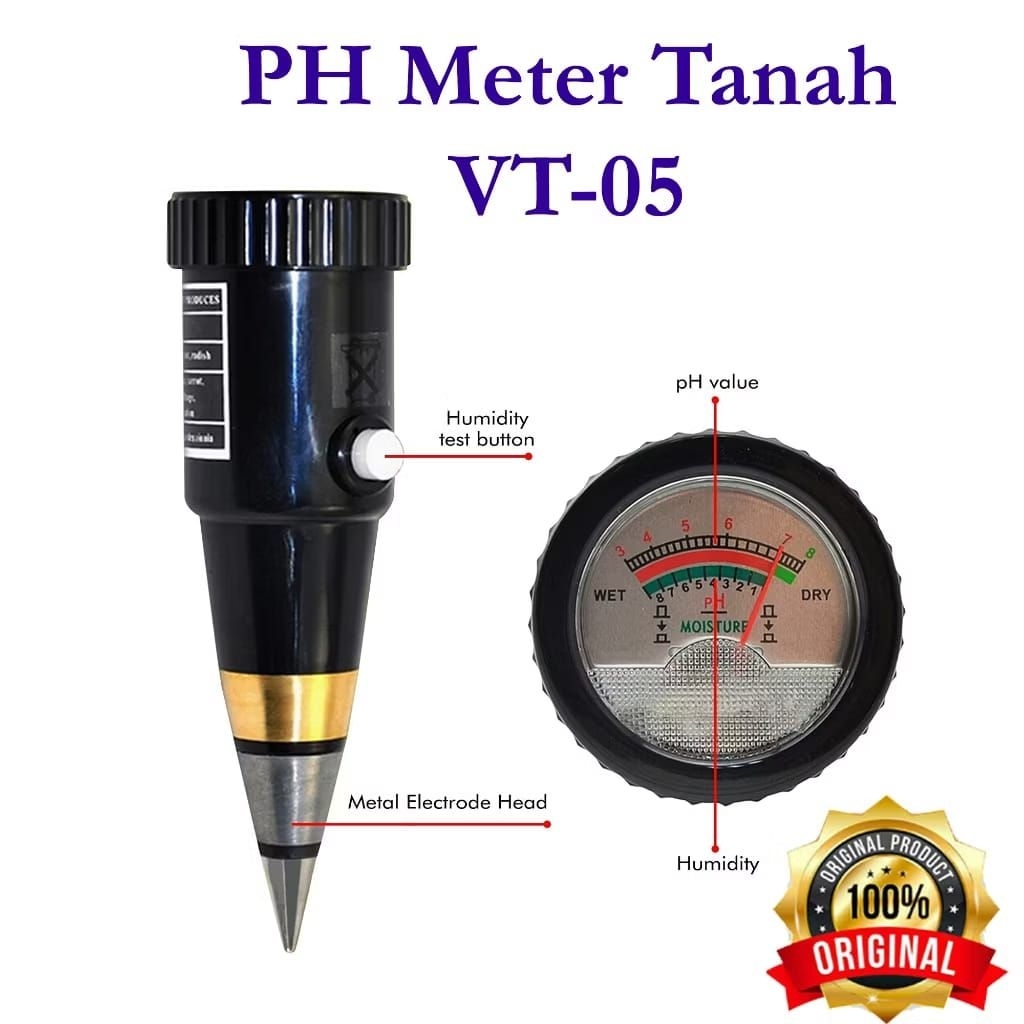 pH Meter, Soil Tester, PH Meter Tanah VT-05,  PH Meter VT05, PH meter tanah VT 05 Akurat, Original