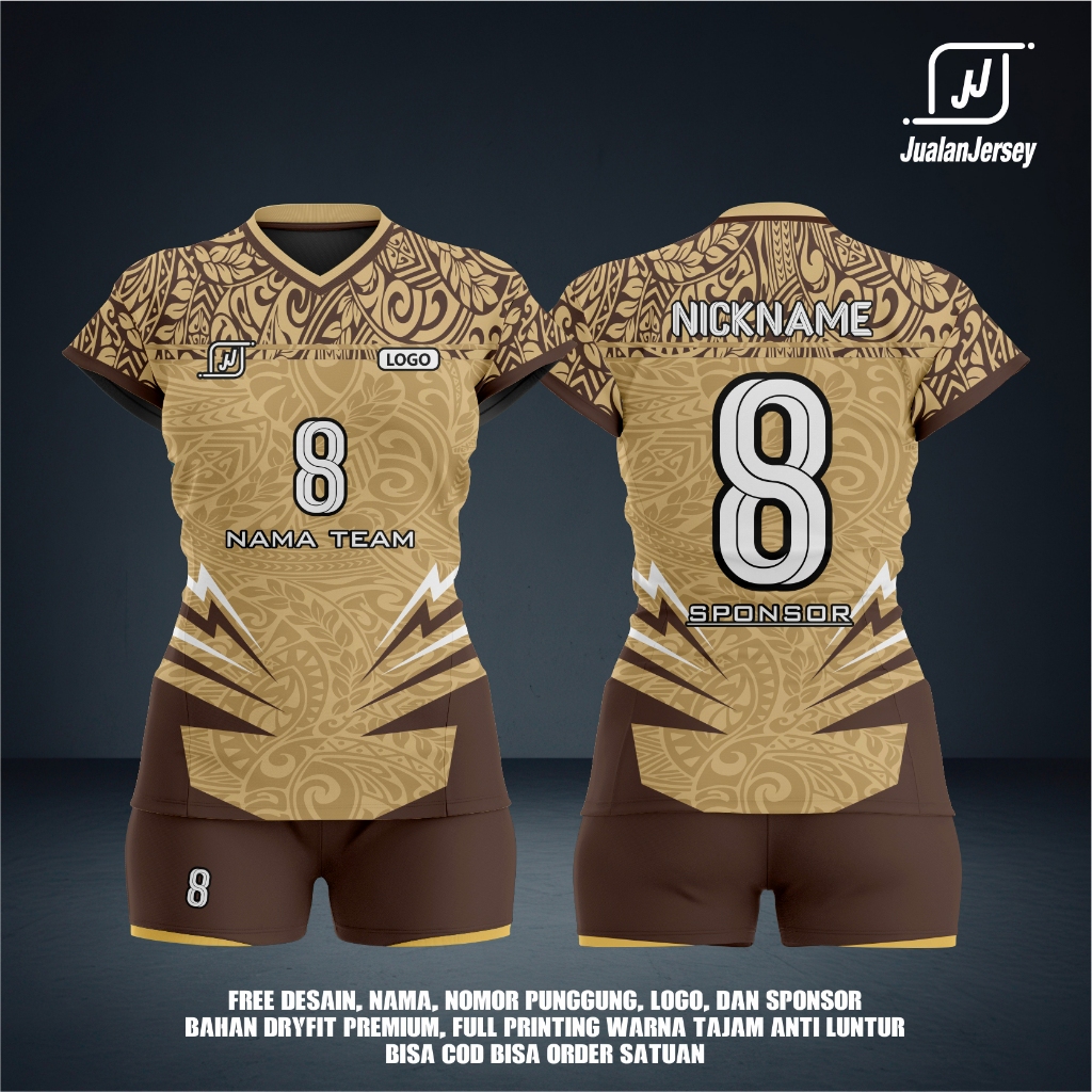 JERSEY BAJU KAOS VOLI VOLLY CEWEK/PUTRI CUSTOM FREE CUSTOM DESIGN- NAMA-CLUB