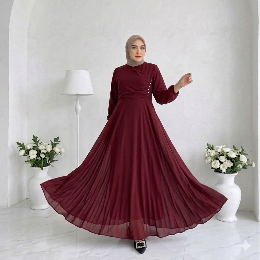DRESS NAOMY/GAMISTIARA KONDANGAN/GAMIS JUMBO CUTTE BAHAN CERUTY BABY DOLL
