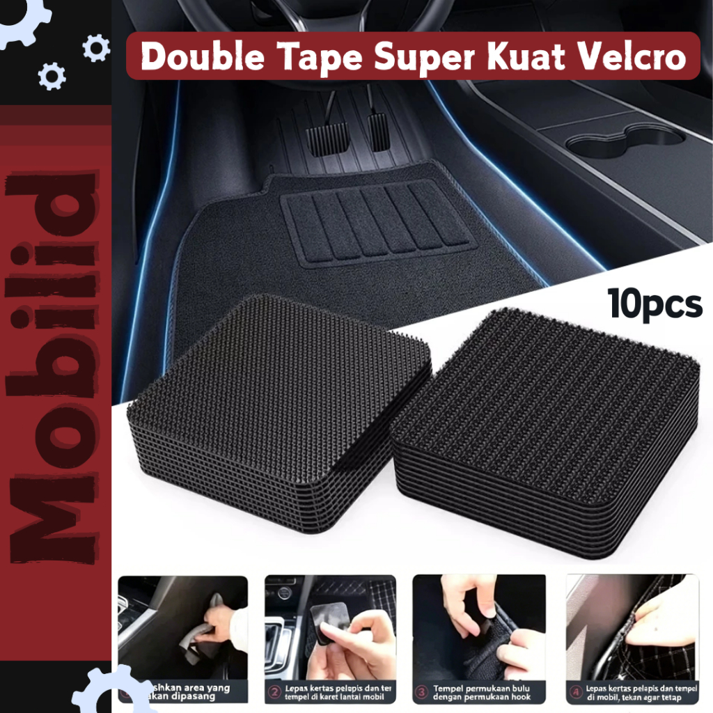 10Set Double Tape Super Kuat Velcro Untuk Alas Lantai Mobil Anti Slip