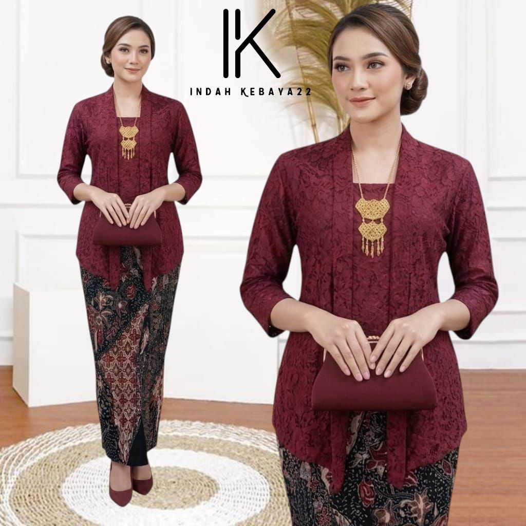 Set Kebaya Kartini Brokat Kutubaru Modern Dan Elegan Baju Wanita Remaja Wisuda Kondangan Lamaran