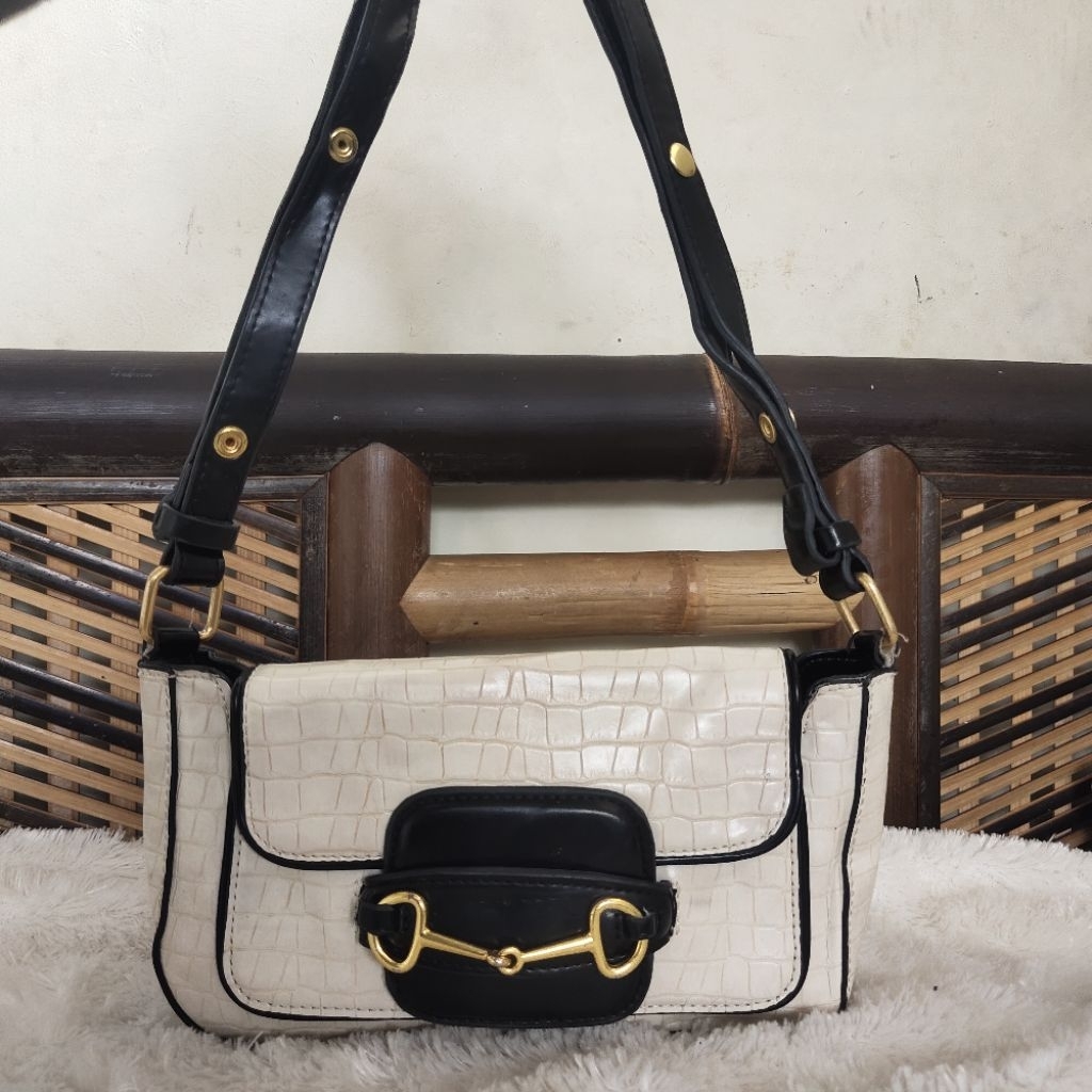 PL tas selempang tas bahu kulit croco glossy