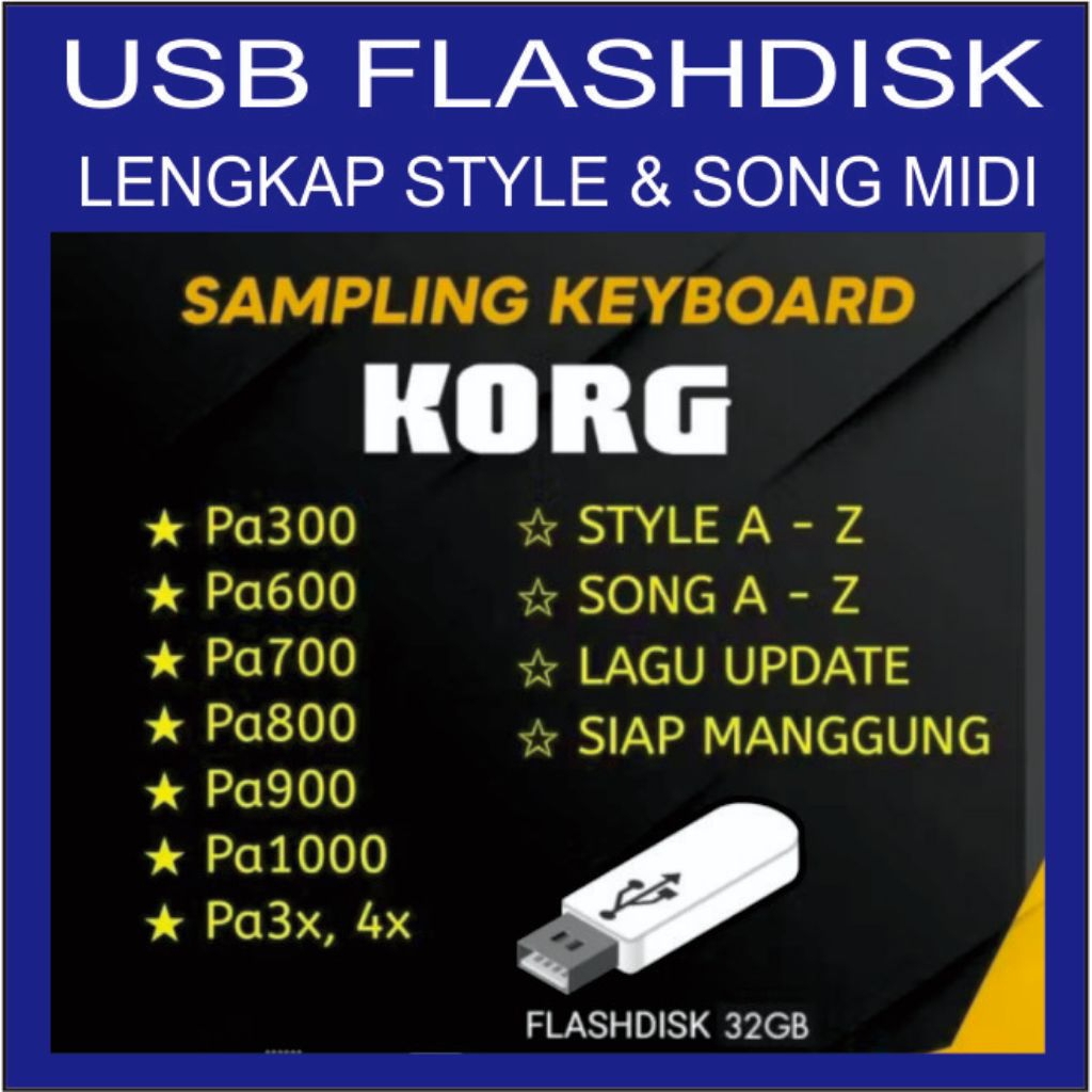 Flashdisk 32GB - sampling keyboard KORG PA300/PA600/PA700/PA900/PA1000/PA3X/PA4X