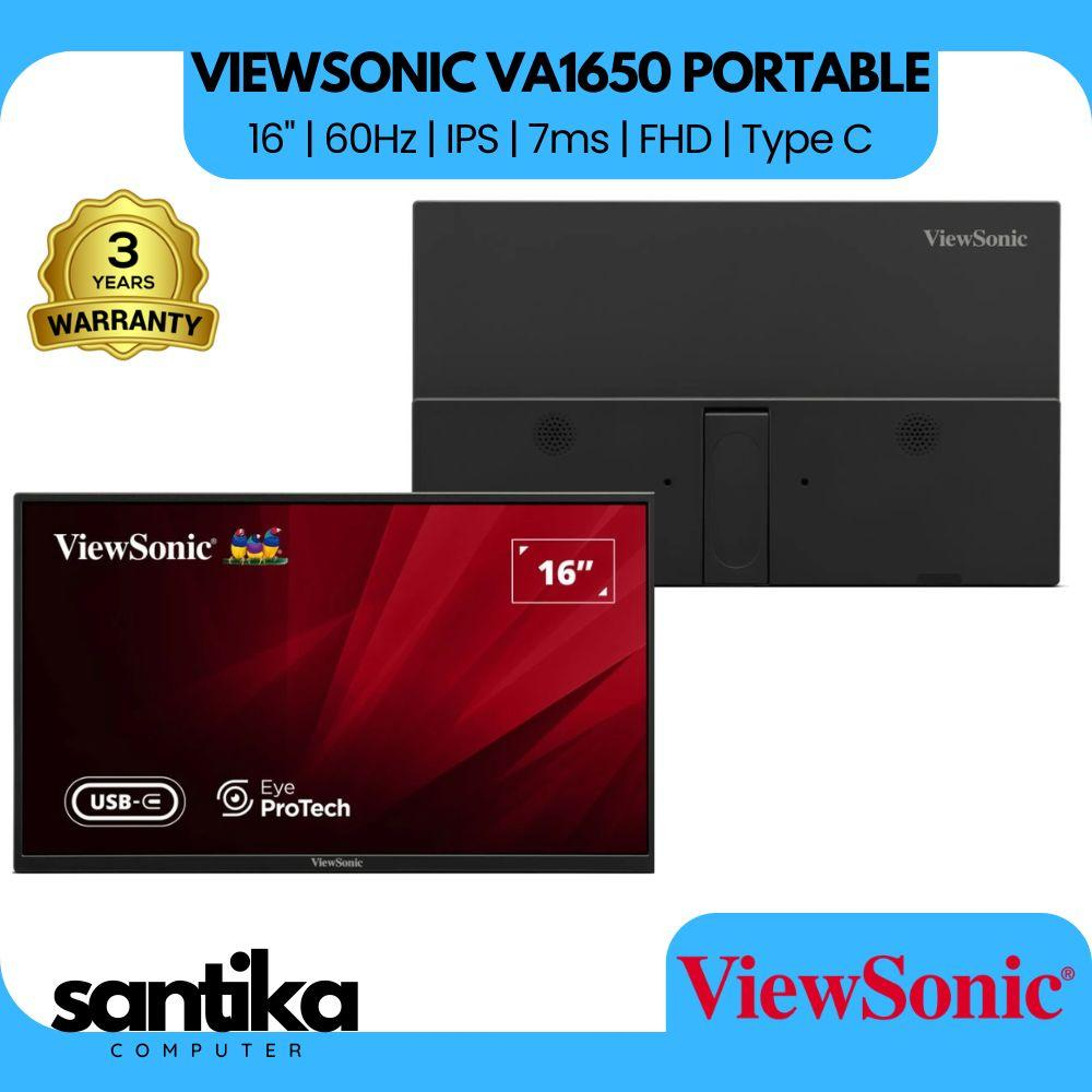 VIEWSONIC VA1650 LED Monitor Portable 16" IPS FHD 60Hz 7ms Built In Speaker HDMI USB-C