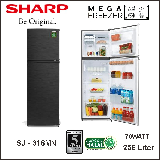 Kulkas Sharp SJ-316MN 2 Pintu 256L Dark Grey Bogor
