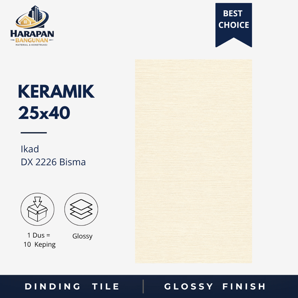 Keramik Dinding Kamar Mandi 25x40 Ikad DX 2226 Bisma Keramik Glossy Krem Cream Toilet 25 x 40