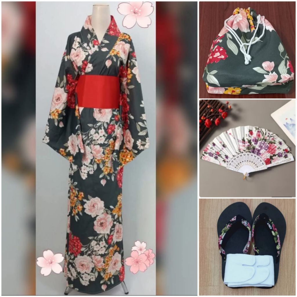 YUKATA KIMONO JEPANG WANITA DEWASA FULL SET