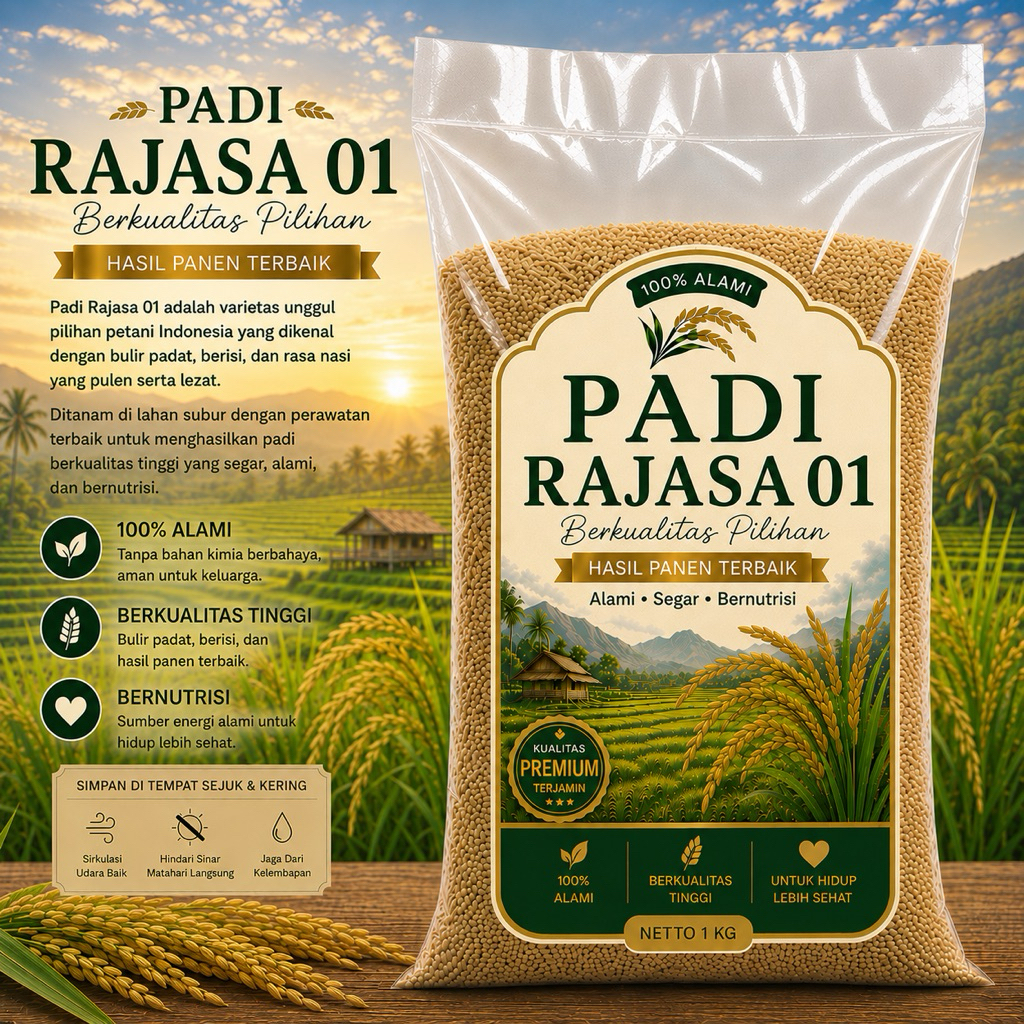 benih padi unggul rajasa 01 benih padi unggul rajasa asli kemasan 5kg