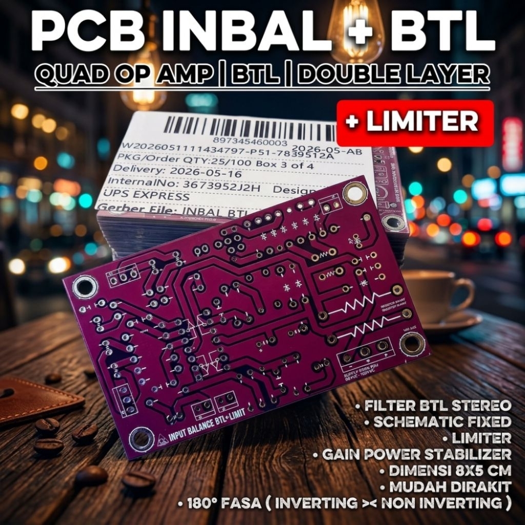PCB Filter INBAL + BTL ( + Limiter )| QUAD OP AMP |  STEREO INPUT BALANCE + BTL
