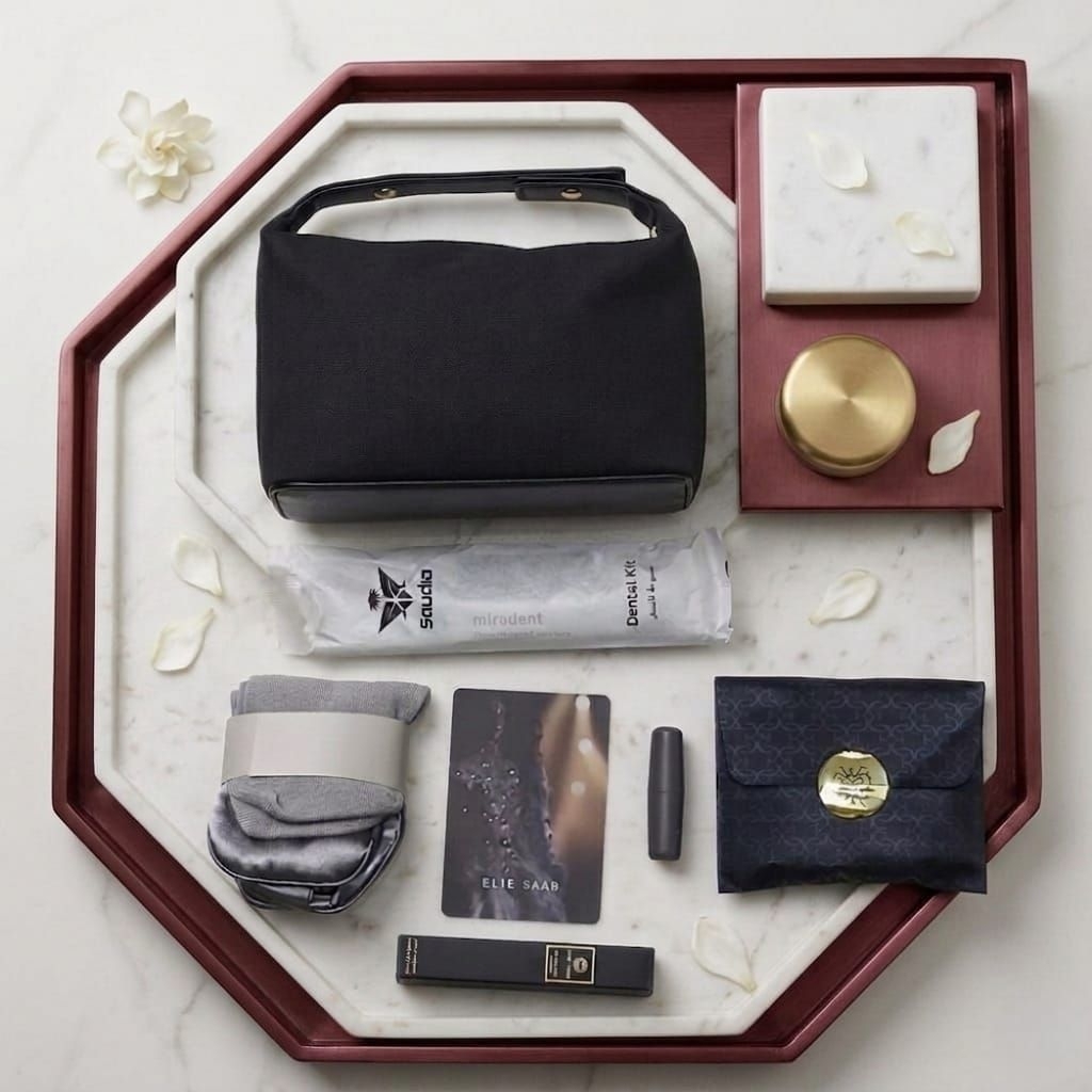 Elie Saab x Saudia Airlines Amenity Kit - Set Travel Pouch Mewah Original & Eksklusif