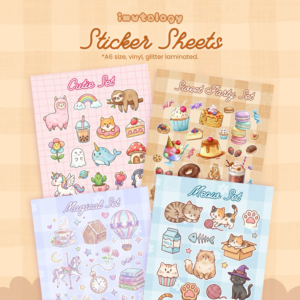 Imutology Sticker Sheet A6 Vinyl Glitter