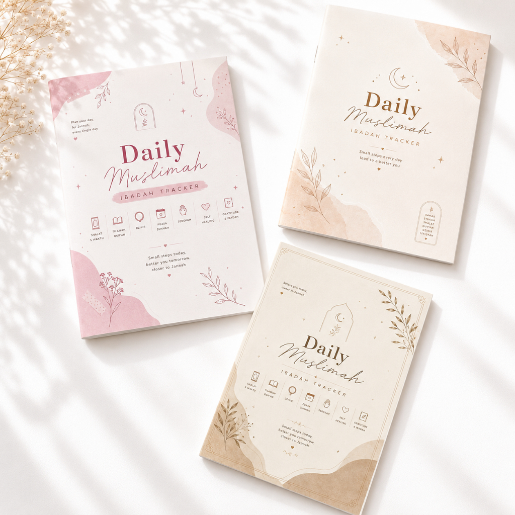 Daily Muslimah Journal A5 Aesthetic | Ibadah Tracker Habit Tracker Islami Buku Catatan Ibadah