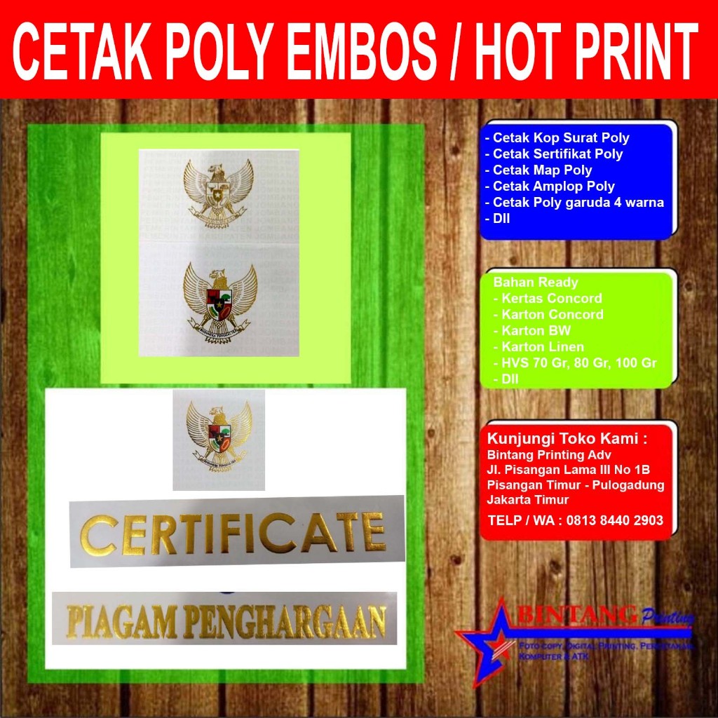 Cetak Kop Surat Poli Emas Garuda 4 warna / Logo Instansi bahan HVS 100 Gr/Concord Cepat dan Murah