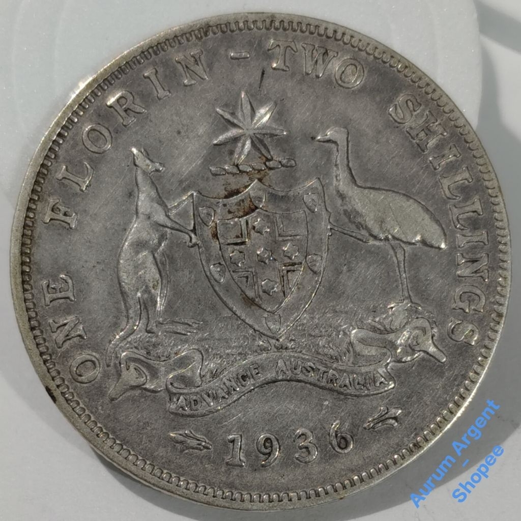 G.20-- 1 PC KOIN PERAK KUNO ASLI 1 FLORIN GEORGIVS V TH 1936.-- SILVER COIN --